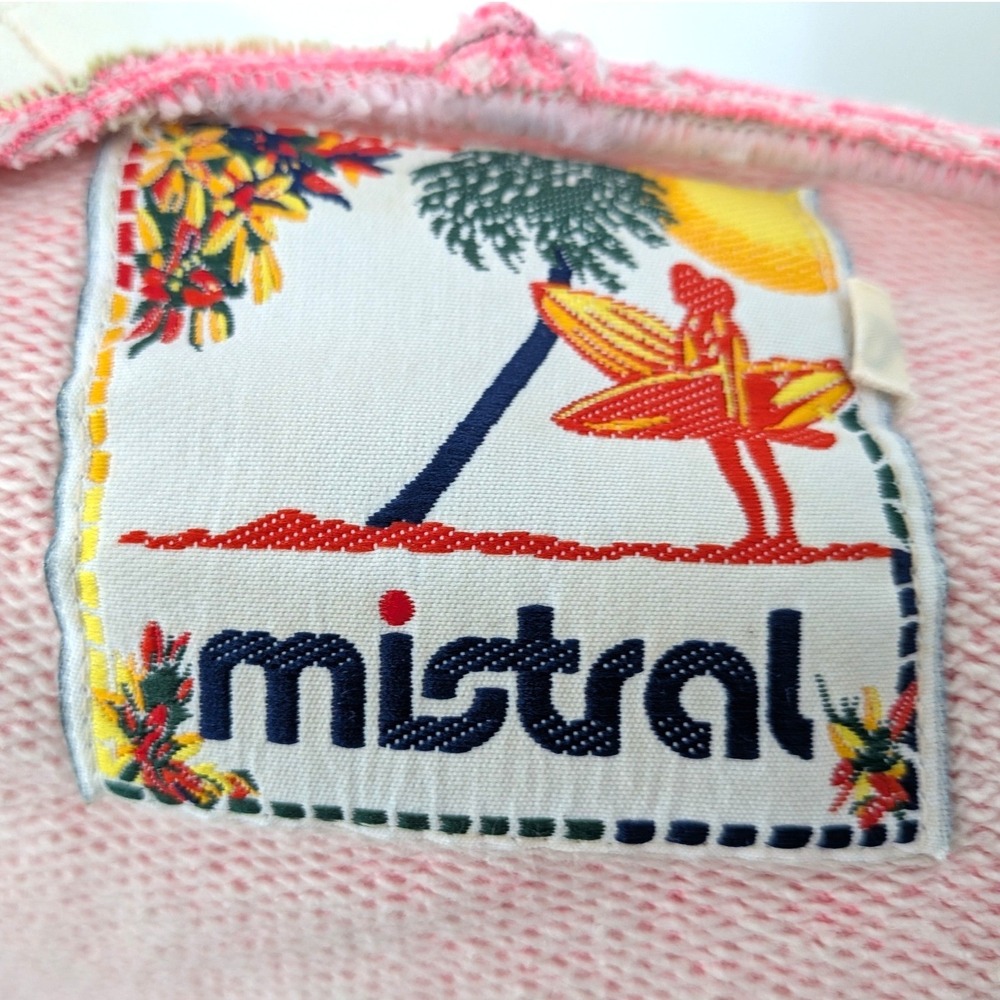 Vintage 90s‎ Surfcore Graphic Tee Pink Mistral Cotton Top S - Picture 3 of 10